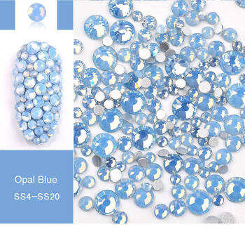 Стрази для прикрашання нігтів OPAL блакитнoго кольору мікс-набір розміри 1,4-4,6 мм