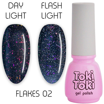 Cвітловідбиваючий гель-лак для нігтів Toki Toki Flakes 02 фіолетовий 5ml