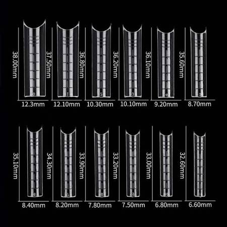 Верхні форми Арки YCJM-07 для нарощування нігтів форми квадрат з ідеальною С-кривою, набір 120 шт