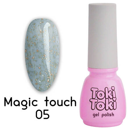 Гель-лак для нігтів Toki Toki Magic Touch 05 блакитний з дрібними частинками поталлю 5мл