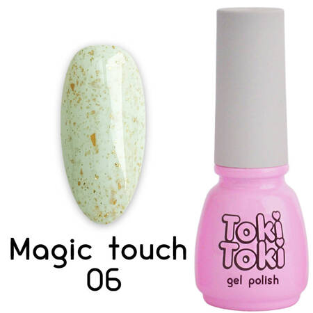 Гель-лак для нігтів Toki Toki Magic Touch 06 зелений з дрібними частинками поталлю 5мл