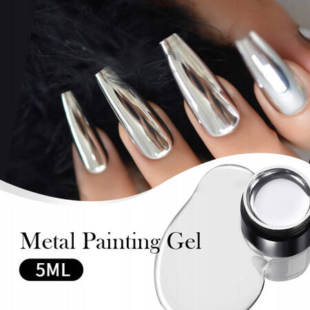 Металева гель-фарба для дизайну нігтів SUPER SHINE Metal Paint gel срібна 5 мл