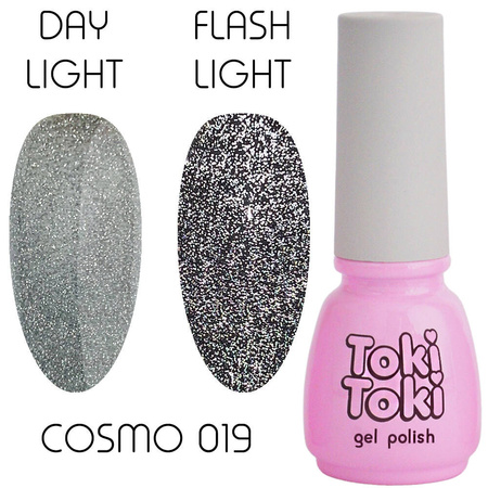 Cвітловідбиваючий гель-лак для нігтів Toki Toki Cosmo 19 срібний 5ml