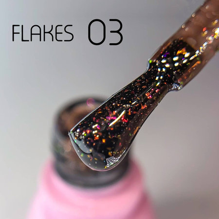 Cвітловідбиваючий гель-лак для нігтів Toki Toki Flakes 03 коричневий 5ml