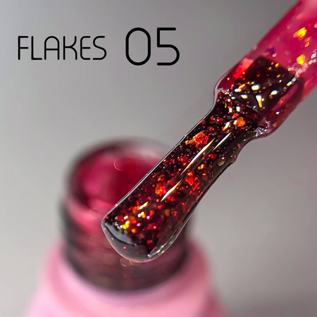 Cвітловідбиваючий гель-лак для нігтів Toki Toki Flakes 05 червоний 5ml